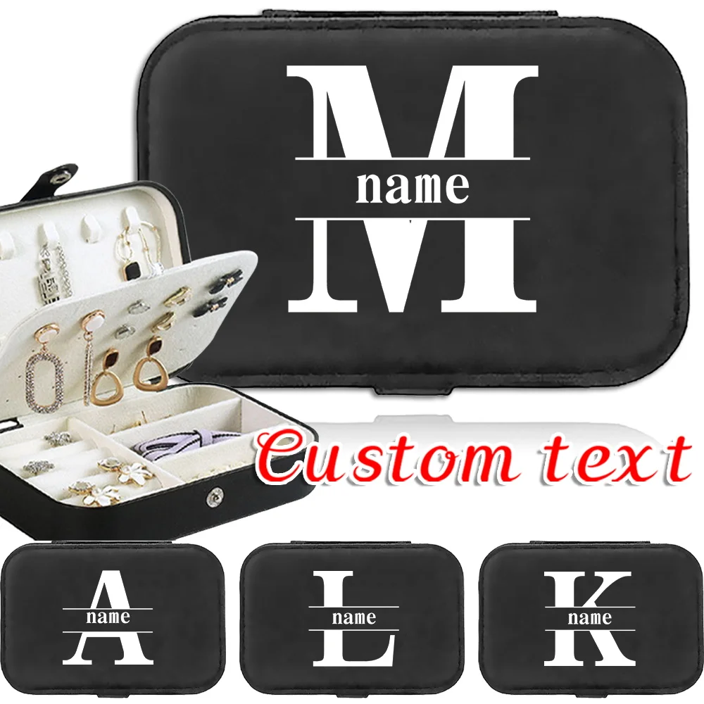 

Персонализированное индивидуальное имя, большая вместительная шкатулка для ювелирных изделий, женская косметичка, портативный органайзер для ювелирных изделий, сережек, дисплей