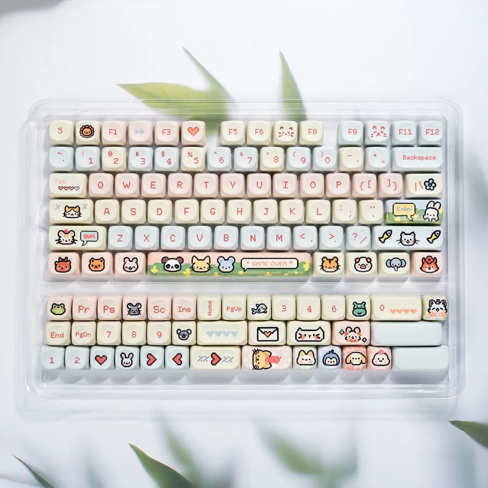 

114 Keys Pixel Paradise Keycaps Game Cute MOA Highly Sublimated High-value Gifts Custom Mechanical Keyboard Keycaps