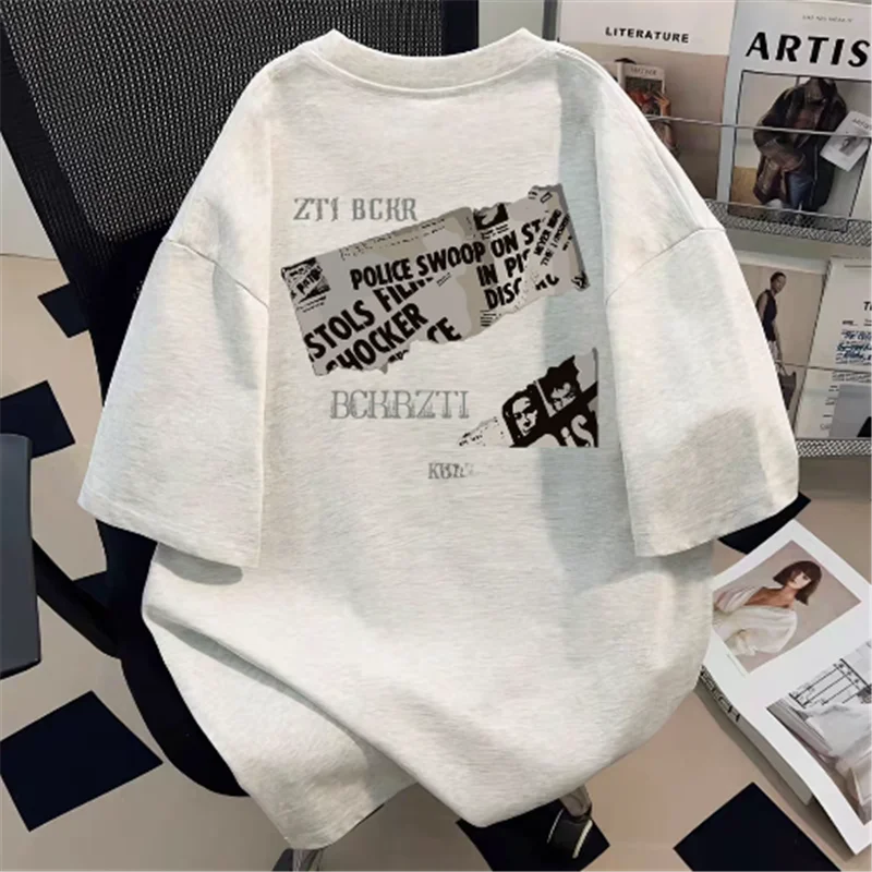 

Футболка из чистого хлопка с коротким рукавом, бренд Tagkita, свободный крой, молодежная мода, летняя, с круглым вырезом, распродажа.