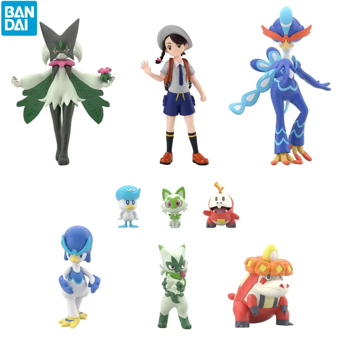 Bandai Pokemon Sprigatito Floragato Juliana Aoi Fuecoco Crocalor Quaxly Quaxwell Quaquaval Collectible Ornaments Model Toys