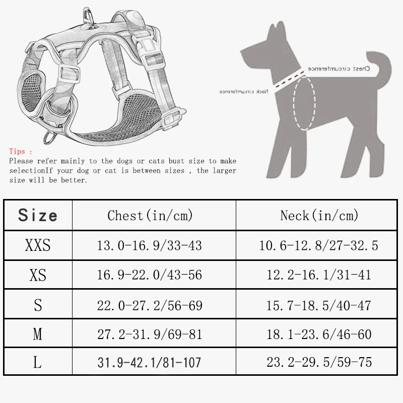OODUDUOO Dog Harness Adjustable Pet Harness Vest For Large Medium Dogs Reflective Dog Chest Strap French Bulldog