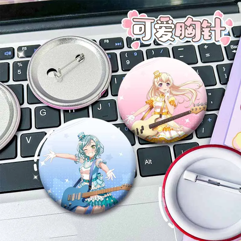 Anime BanG Dream Soft Button Pin Cartoon Figure Hanazono Tae Kasumi Toyama Badges Tinplate Round Brooch Backpack Hat Accessories