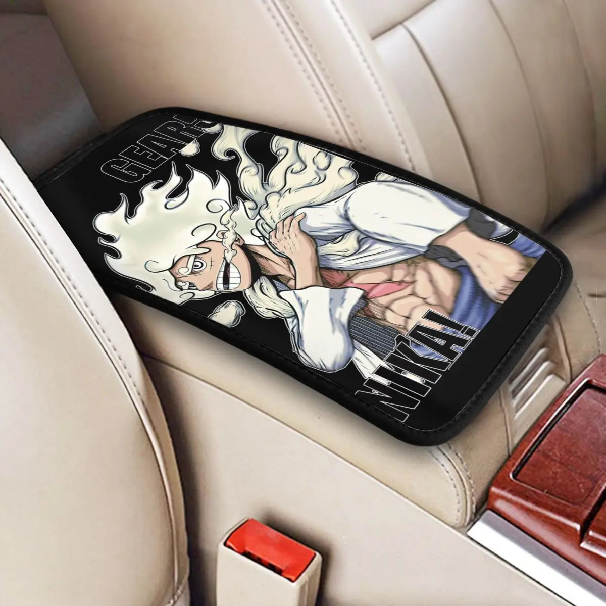 Luffy Gear 5 Car Armrest Cover Mat one piece Universal Leather Center Handle Box Pad Cushion Auto Styling Interior Accessories