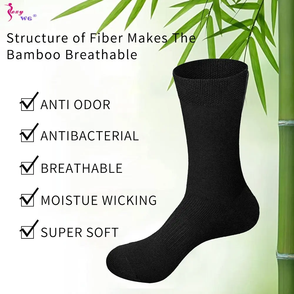 SEXYWG 5pairs/Lot Men's Bamboo Fiber Socks Harajuku Retro Breathable Business Man Socks Black Long Sock Deodorant Gift