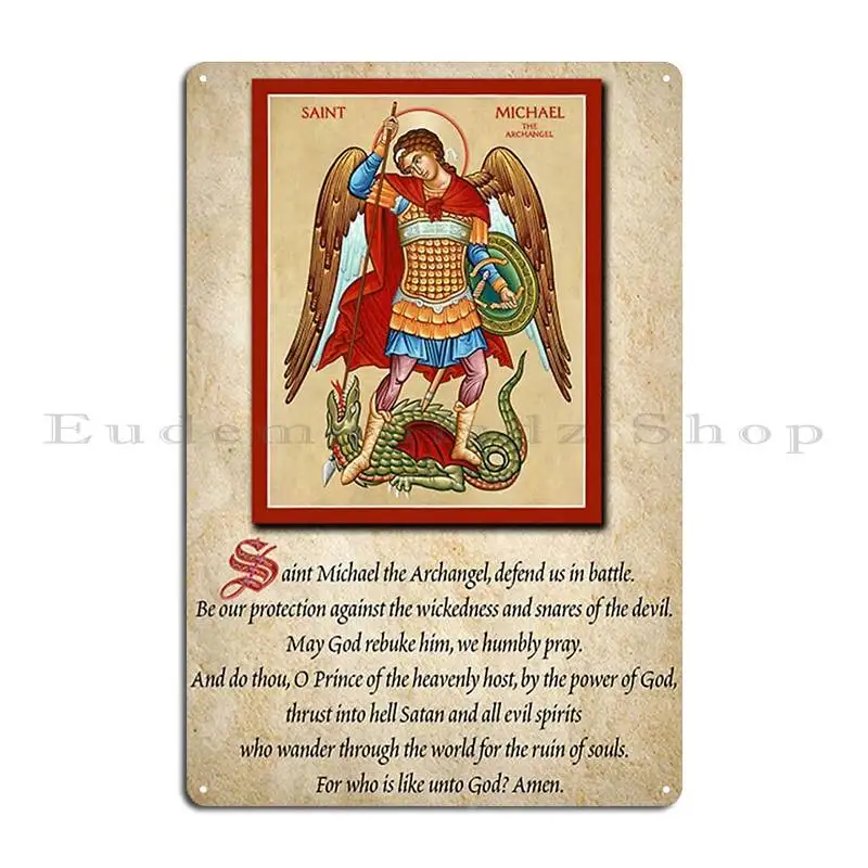 Saint Michael St Michael The Archangel Metal Sign Custom Rusty Cinema Cinema Club Tin Sign Poster