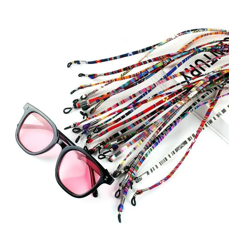 Cotton Glasses Neck Strap Ethnic Pattern Anti-Lost Sunglasses Fixing Chain Comfortable Hanging Lanyard for Daily Wear Travel