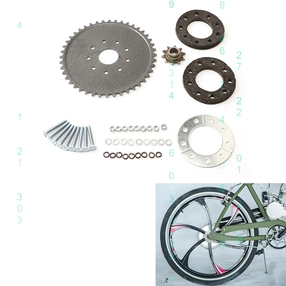 44 Tooth Rear Drive Sprocket Engine Mount Pads Kit Fit 49cc 66cc 80cc Motorised Bicycle Bike
