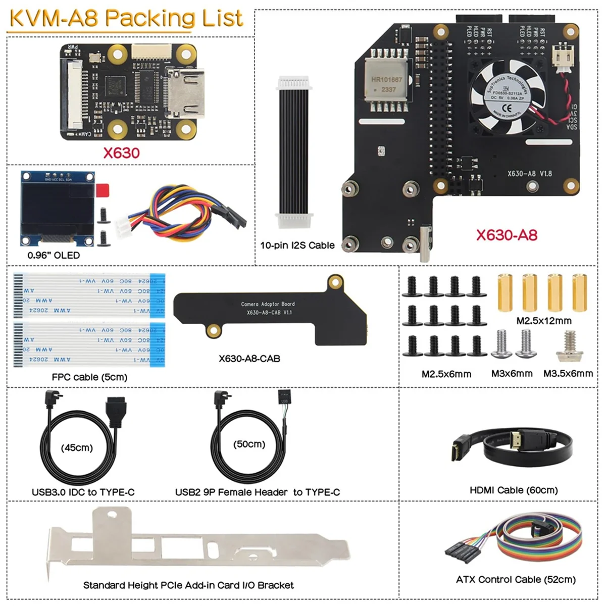 N35R_DU PiKVM-A8 Kit KVM-A8 PCIe Version for Raspberry Pi 4 Model B KVM