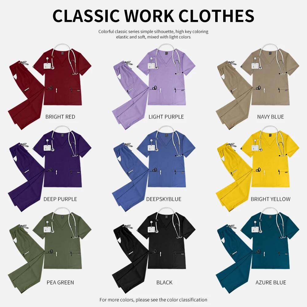 Niaahinn Uniformi Medicos Dentista Infermiera Abiti da lavoro Donne Cura medica Infermiera Uniforme Scrub Uniformi Donne Scrub Set di indumenti da lavoro
