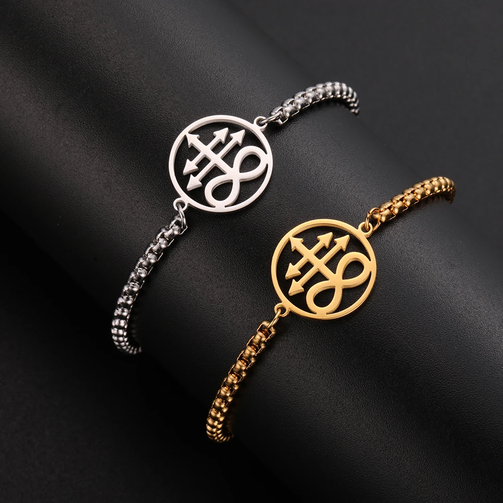 Dawapara Leviathan Cross Women Bracelet Sigil of Satan Protection Amulet Religious Charm Stainless Steel Jewelry