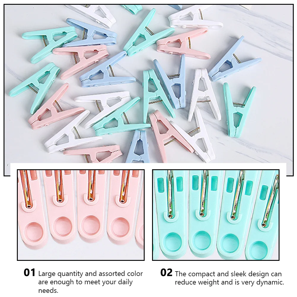 100pcs Windproof Clothespins Sock Fixing Plastic Non-Slip Clothes Clips Household Strong Interlock Design Compact Lightweight