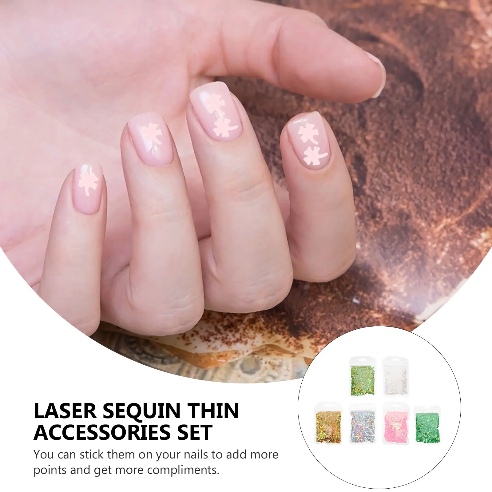 

6 Packs Four-leaf Clover Crystal Mud Jewelry Colorful Sequins Nail Decor Laser Epoxy Delicate Decoration The Pet Art