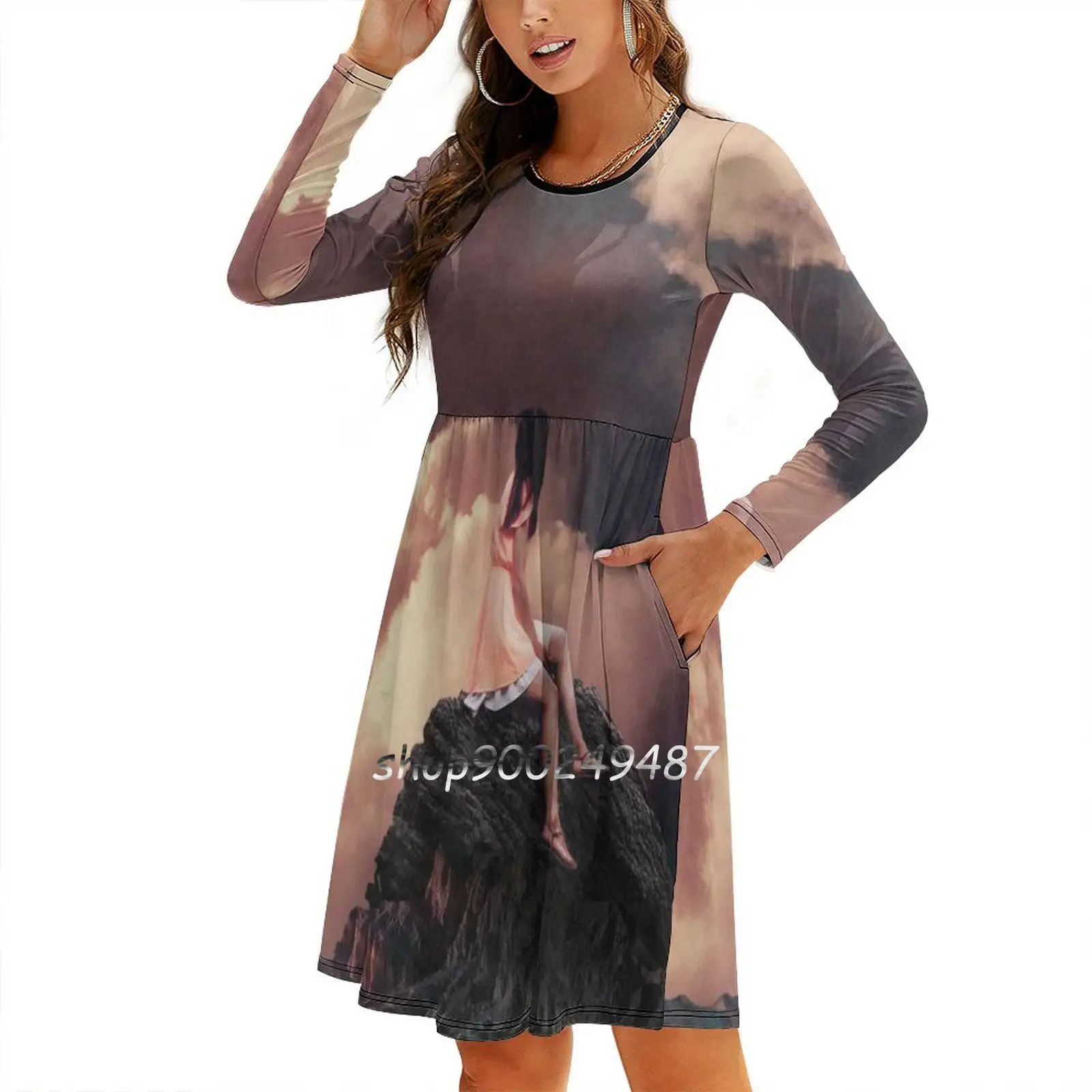 You Came From the Clouds-Robe coréenne pour femme, col carré Kawaii, doux et élégant, collage Frank Moth, paysage rétro vintage