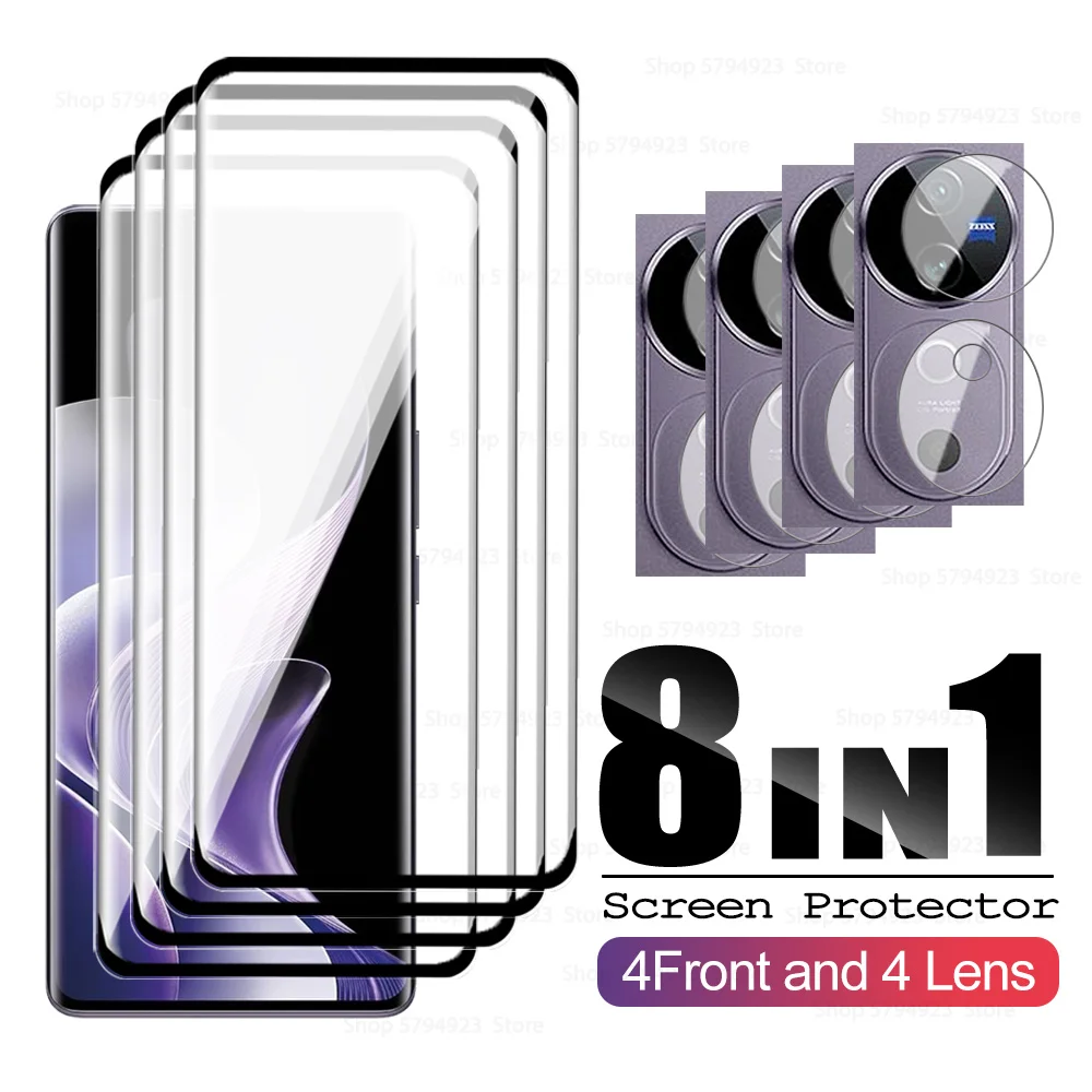 8in1 For vivo V40 Pro 5G Camera Lens Protective Films For vivo v40pro V 40Pro v 40 pro Full Cover Curved Glass Screen Protector