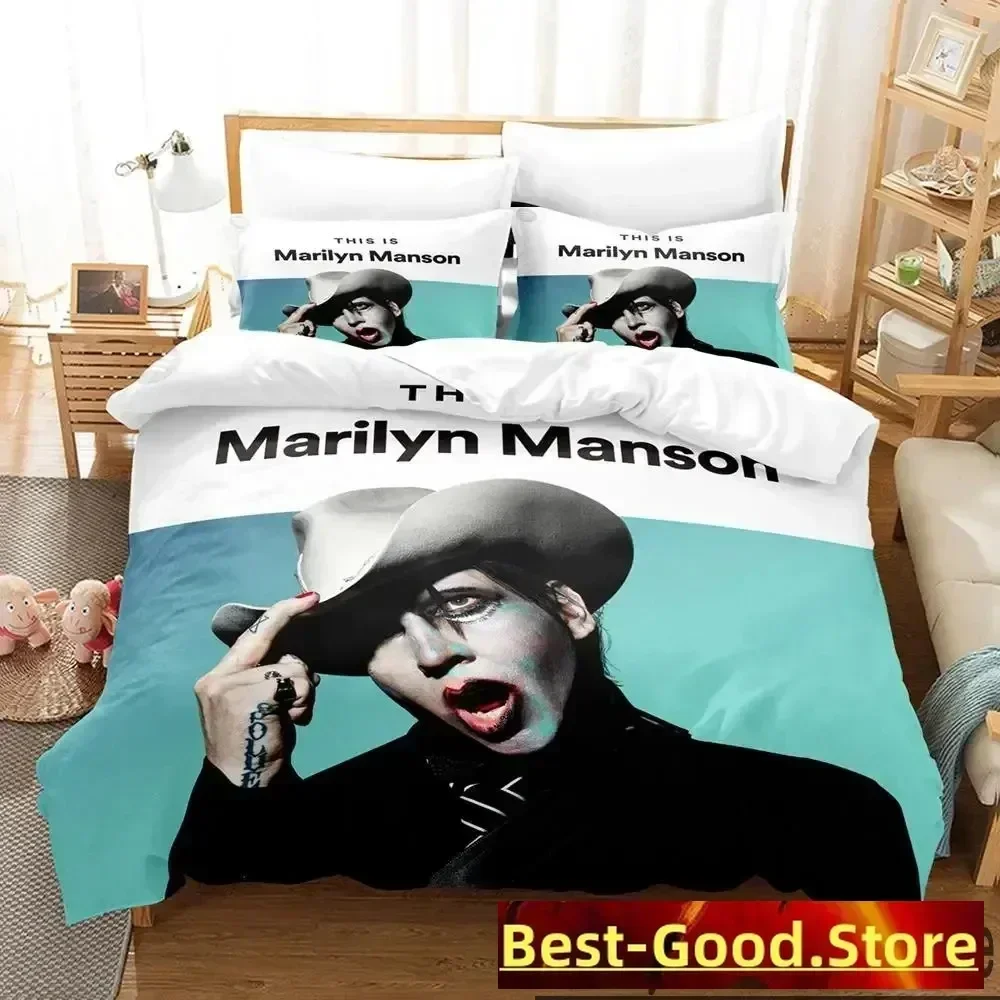 

3D Print Marilyn Manson Bedding Set Duvet Cover Sheet Printed Bed Set Pillowcase Bed Full Queen King Size Comforter Bedroom