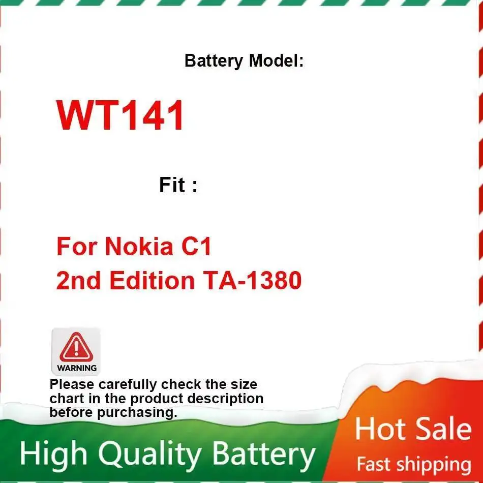 

Mobile Phone Battery Reliable Power 2500Mah For Nokia C1 2Nd Edition TA-1380 WT141