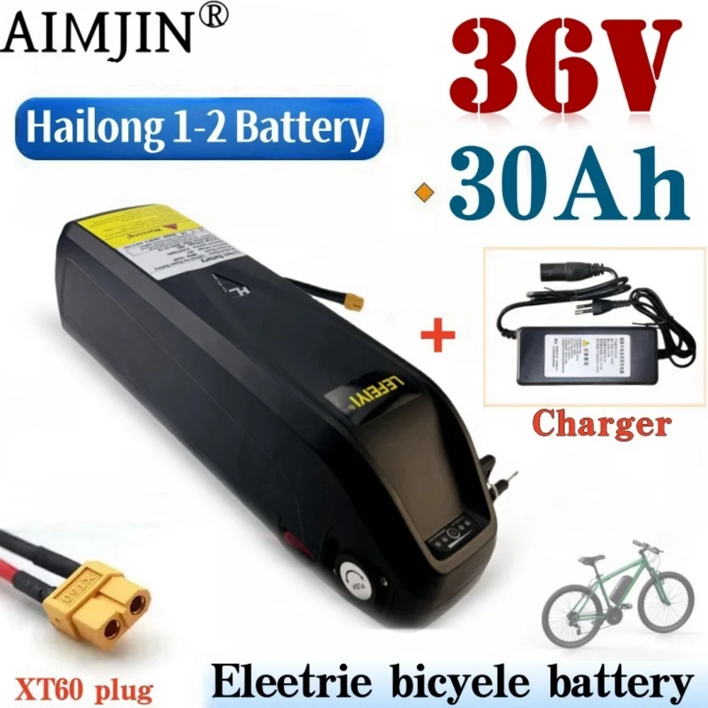 

NEW Original 36V 30AH Hailong Battery 30A BMS 350W 500W 750W 1000W 18650 Power Cell with Charger