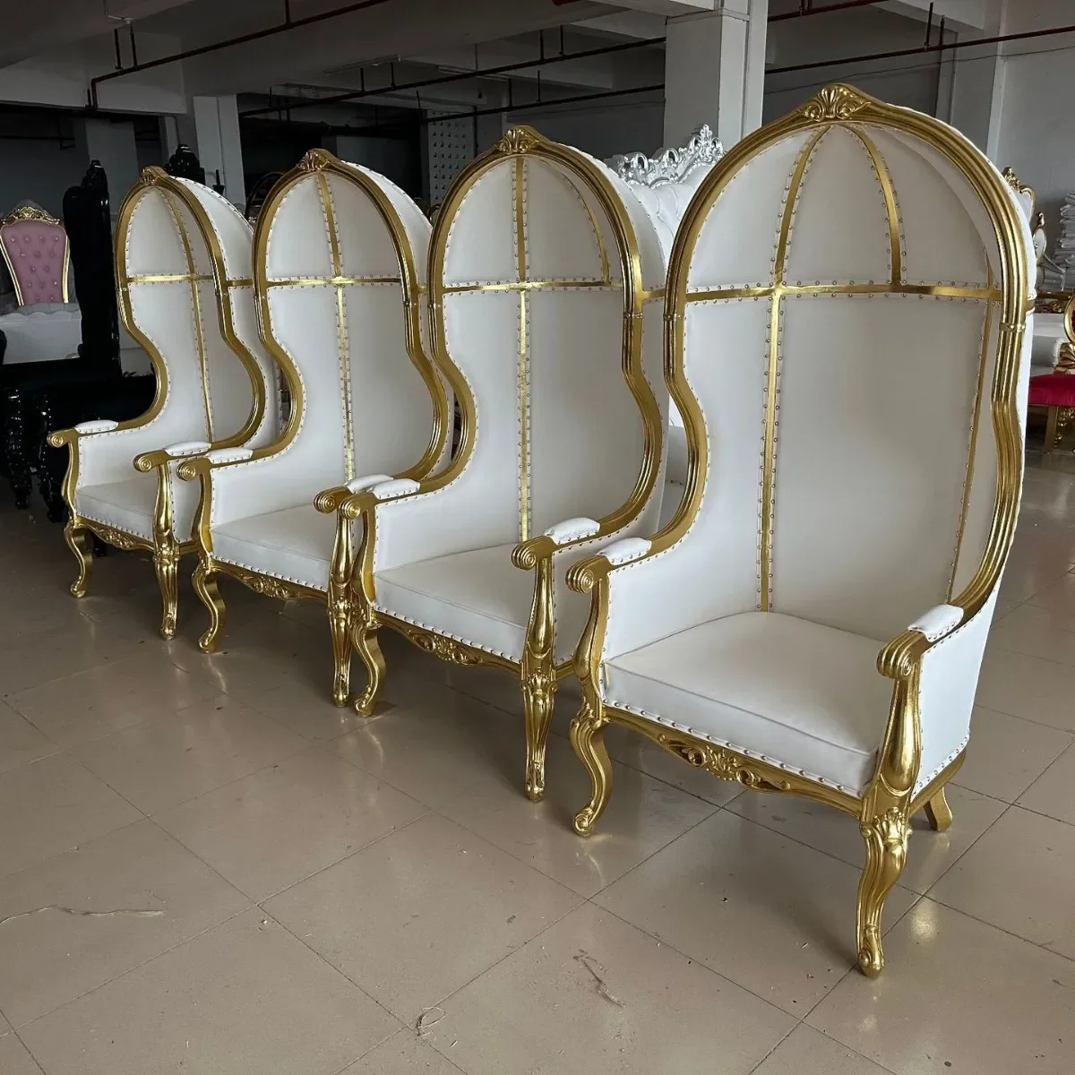 European solid wood birdcage chair hotel wedding bride and groom chair