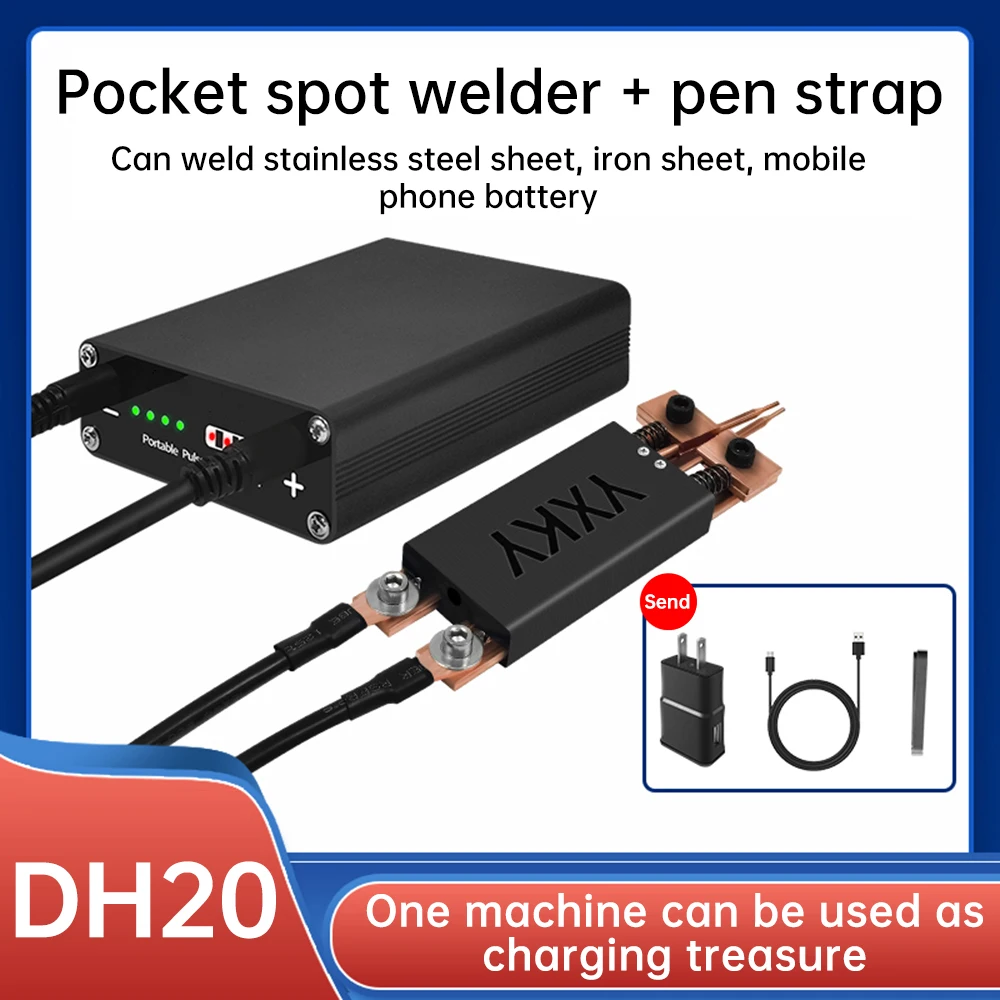 Soldador por puntos DH20 PRO-MINI, Mini máquina de soldadura por puntos portátil de mano con pluma de soldadura por puntos, tira de níquel