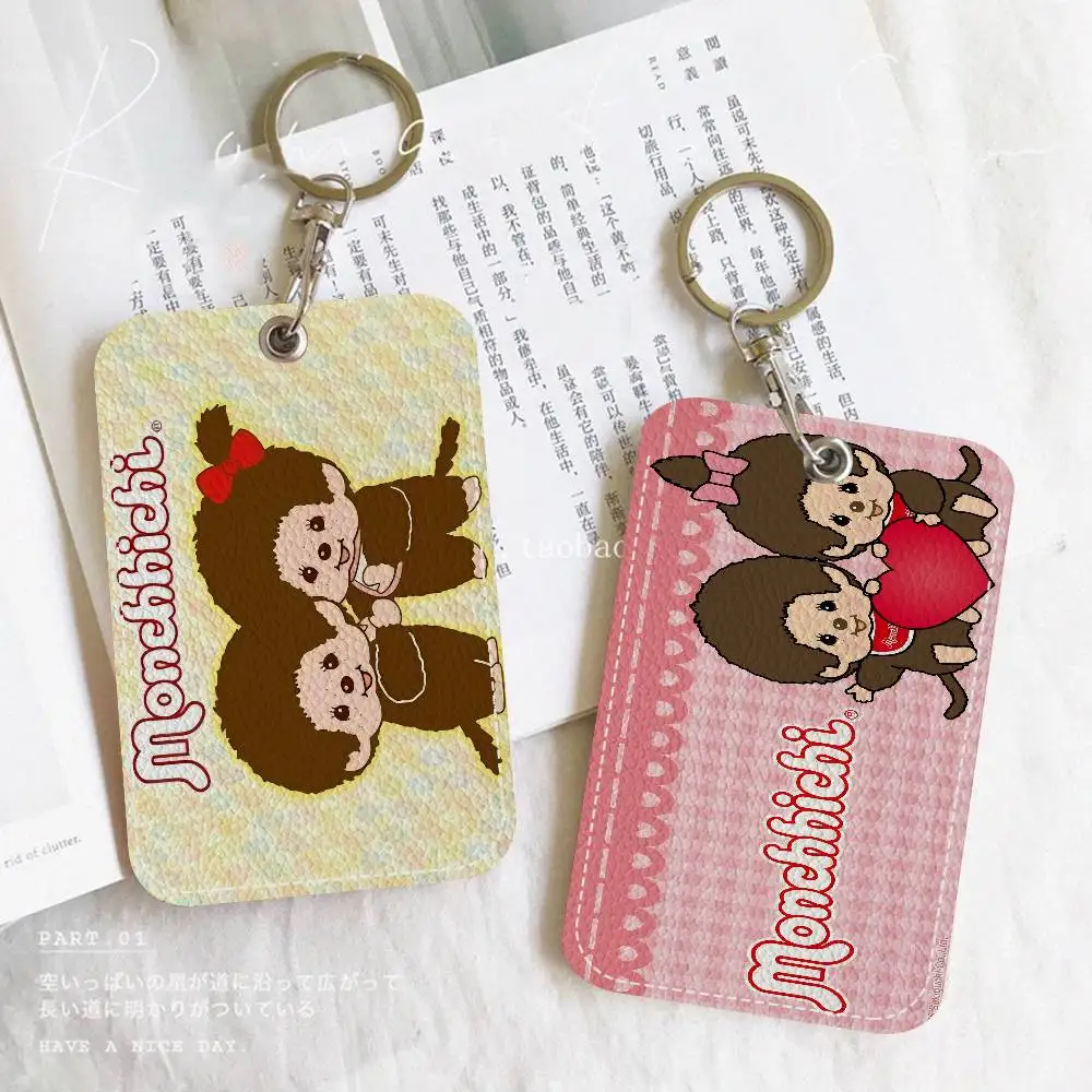 Cartoon M-Monchhichi Keychain Card Holders Keyring Bank Bus ID Credit Cards Key Ring Chains