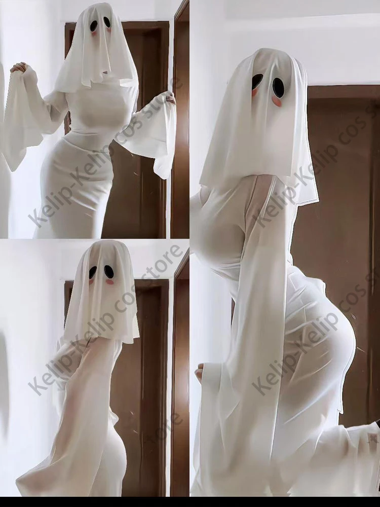 Customized Sexy Cute Female Ghost Cosplay Costume Halloween Scare Face Cape Scream Costume Adult  Dress Hallowen Cosplay Costume