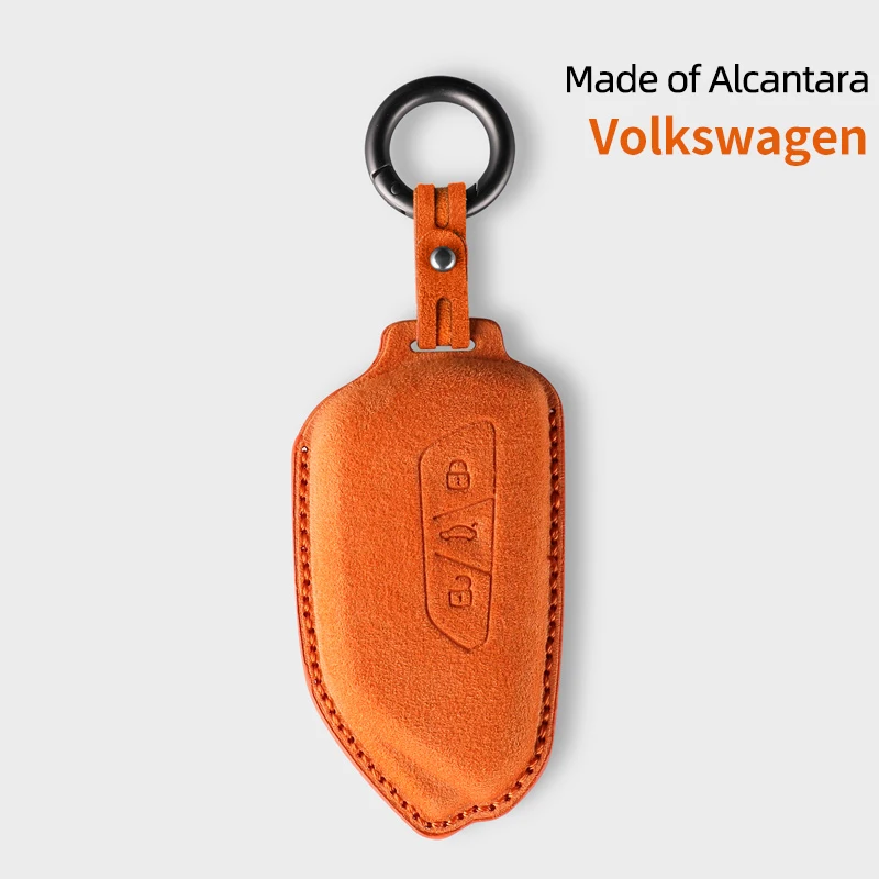 Alcantara Suede Car Key Case Cover Shell For Volkswagen Golf 8 Tuang X ID4 ID6 ID3 Talagon Lamando L Auto Keychain Accessories