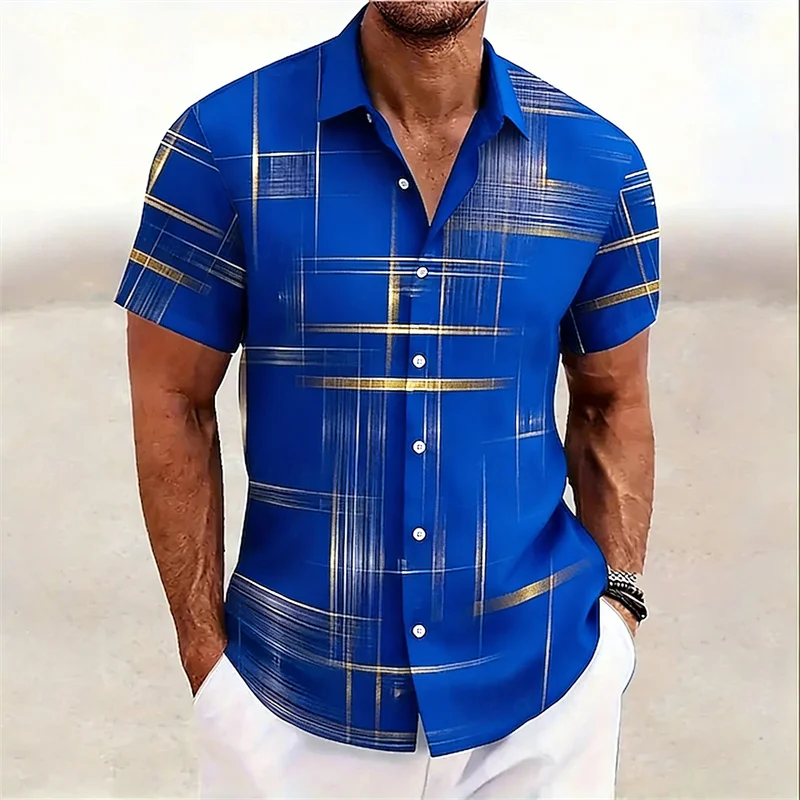 

Мужская летняя рубашка с короткими рукавами, модный топ с короткими рукавами с принтом, идеально подходит для отпуска и повседневной одежды, размеры S-6XL