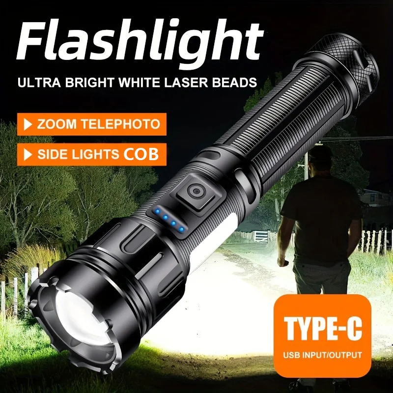 

Rechargeable LED Flashlight,7-mode High Brightness Flashlight,COB Work Light,handheld Flashlight,suitable for Emergence,hiking