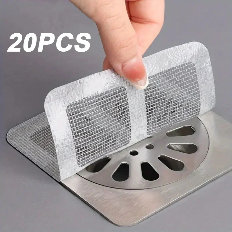 20PCS Disposable Floor Drain Sticker Sink Drain Hair Filter Blocker Shower Drain Hair Catcher Cover Bathtub Mesh Filter Sticker