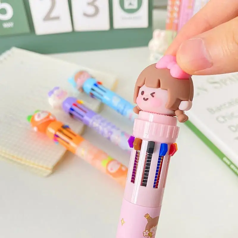Cute Girl Stationery Energetic Easy To Use Lovely Polychromatic Ten Color Ballpoint Pen Gift Gifts For Students Portable Useful