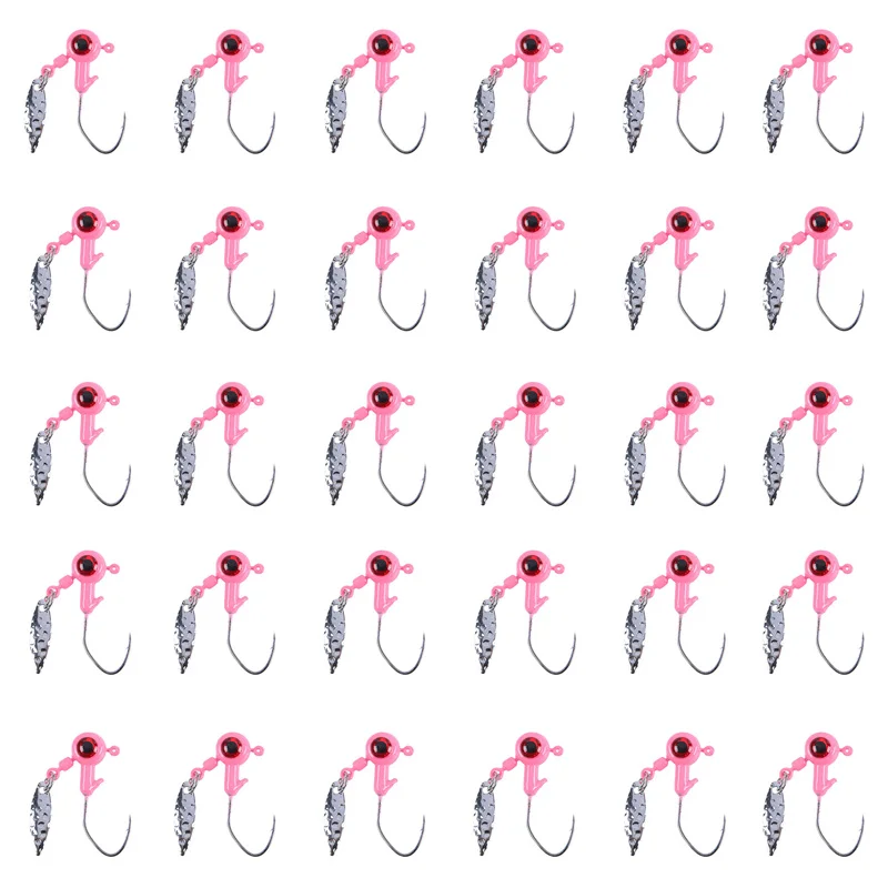 とげのあるジグヘッドフィッシングフック,スパンコールリードフック,ソフトワームベイト用スピナースプーン,フィッシングアクセサリー,タックル,30個