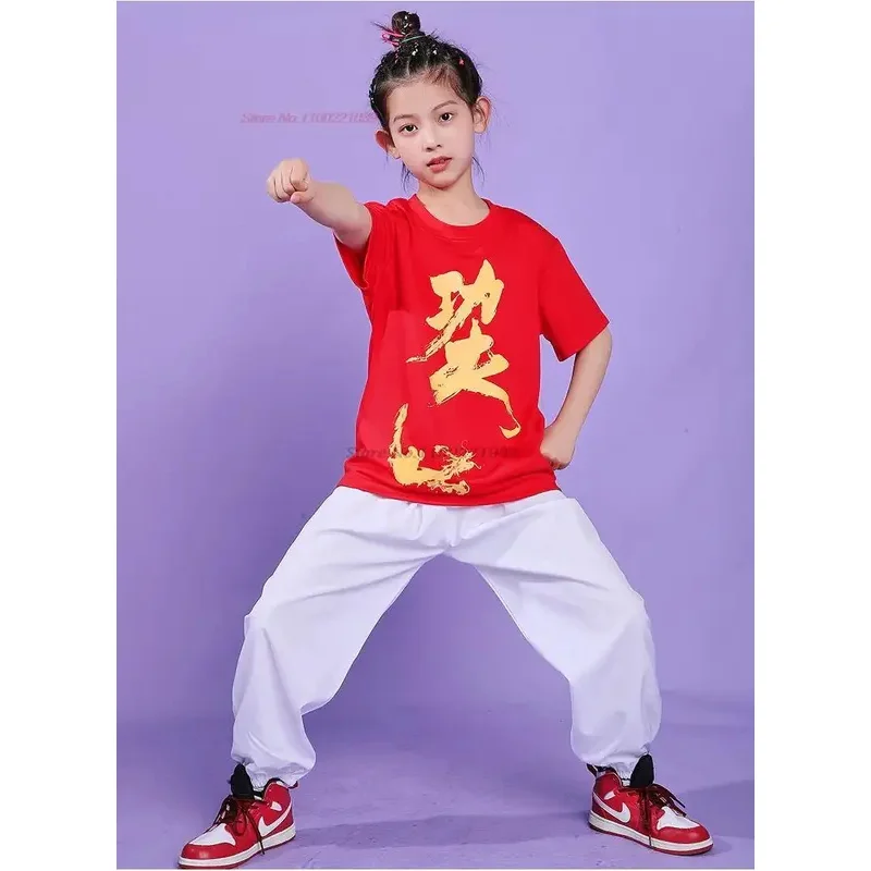 زي الووشو الصيني التقليدي لعام 2025 زي التنين الوطني مطبوع للأطفال زي تاي تشي الكونغفو قميص + فستان أطفال مع سروال داخلي زي فنون الدفاع عن النفس