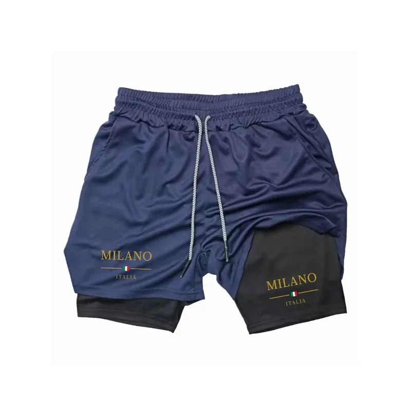 2026 Summer Sports Double Layer 2-in-1 Gym Running Shorts Slow Running Leisure Sports Clothing Fitness Double Layer Shorts