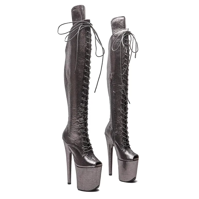 

LAIJIANJINXIA New 20CM/8inches PU Upper Modern Sexy Nightclub Dance Shoes High Heel Platform Women's Boots 619