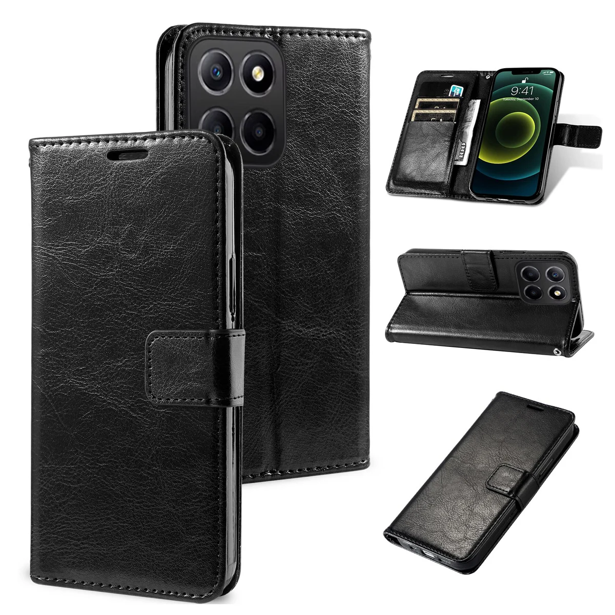 Brieftaschen-Flip-Leder-Handyhülle für Honor X8C, für Honor X8C 4G Hülle Leder Magnetische Flip-Cover-Tasche