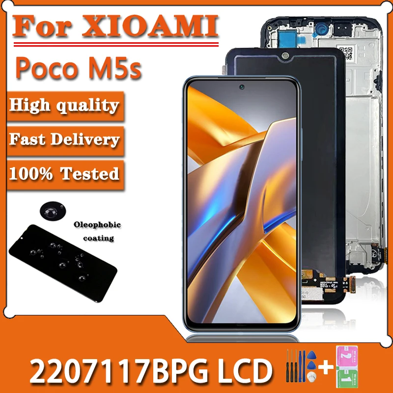 6.43'' AMOLED For Xiaomi Poco M5s M5S Lcd 2207117BPG Display With Frame Touch Screen Digitizer Assembly Replacement test