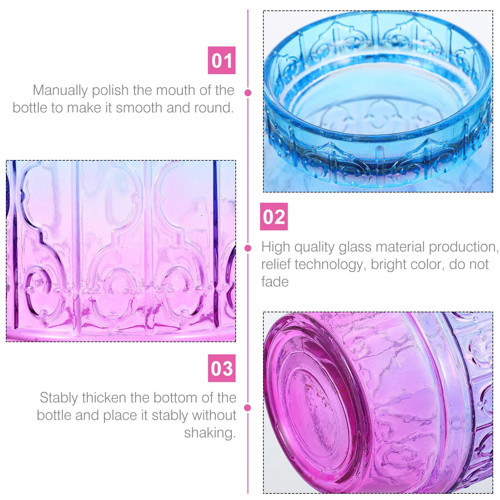 

1Pcs Embossed Glass Vase Unique Creative Design Practical Flower Holder Home Vase Ornament Desktop Decor Flower Holder