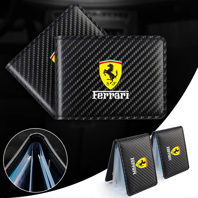 Bolsa de cuero para licencia de conducir de coche, billetera para documentos de conducción automática, accesorios para Ferrari Roma 488 Spider SF90 LaFerrari Portofino F80