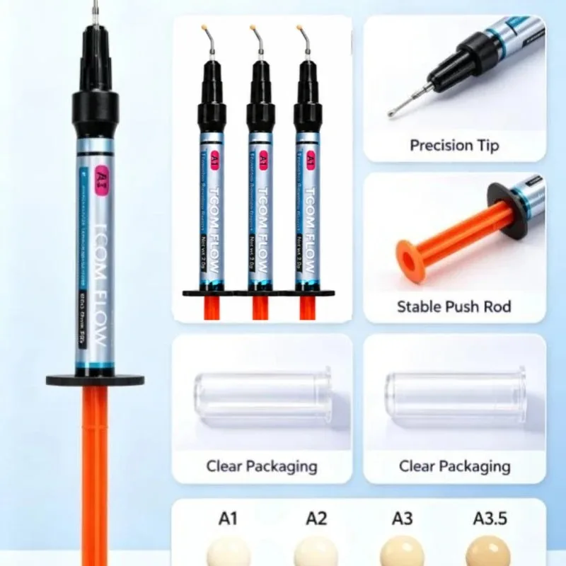 Korean Dental Flowable Composite Resin Light Cure Multi Shade Nano Hybrid Fluid Restorative Filling Material Dental Flow Resin