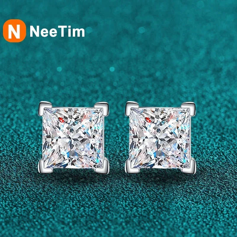 NeeTim 1ct D kolor Moissanite stadniny kolczyki dla kobiet luksusowa biżuteria oryginalny 925 srebro diamentowy kolczyk weselny prezent