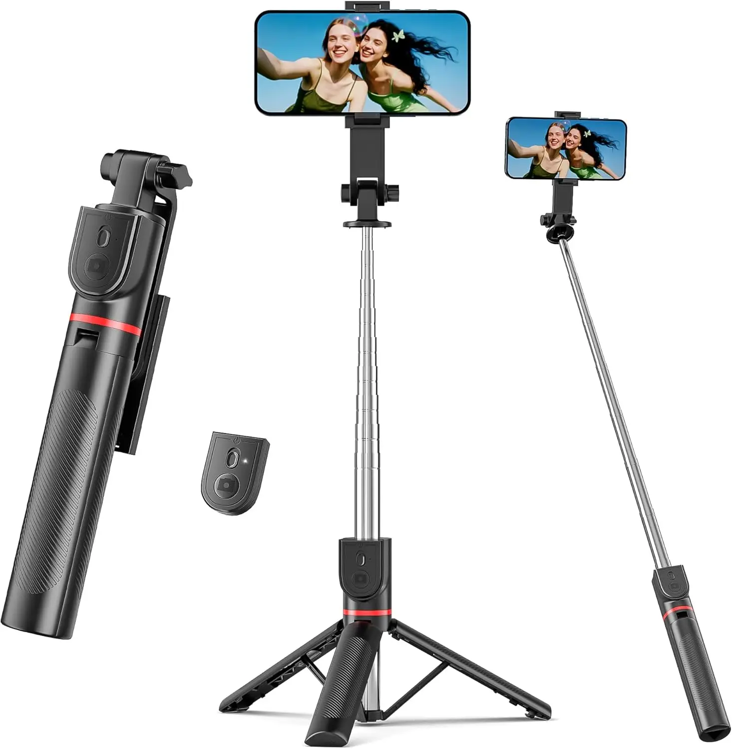

Selfie Stick Tripod with Remote, 360° Rotatable Phone Holder for Video Recording, Portable and Lightweight