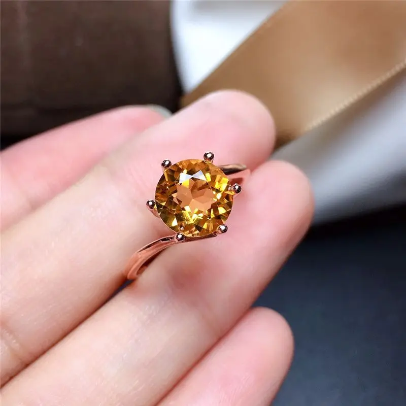 

Creative New in Six Claw Inlaid Natural Yellow Crystal Rings for Women Simple Classic Fashion Banquet Jewelry adjustable