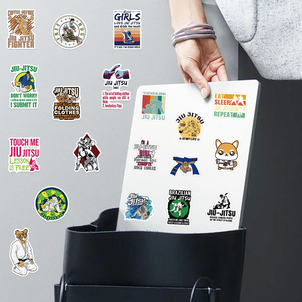 50pcs Jiu Jitsu Martial Arts Stickers Vinyl Waterproof Cartoon Graffiti Decals For Laptop Luggage Skateboard Scrapbook Stickers