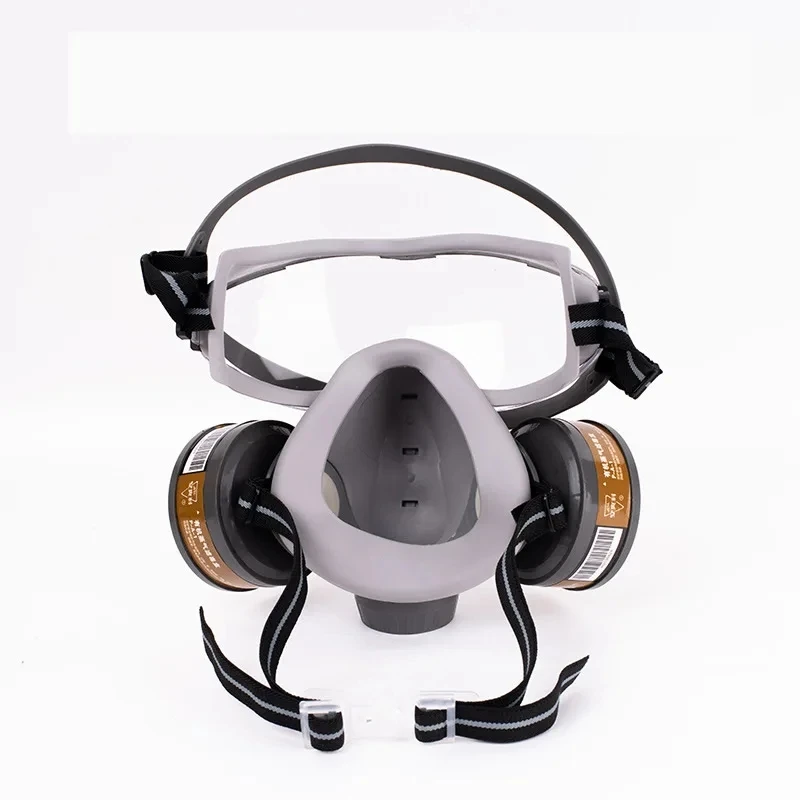 Creative 2-In-1 Gas Mask Reusable Respirator Dual Filters For Painting Spraying Full Face Protection With Safety Goggles