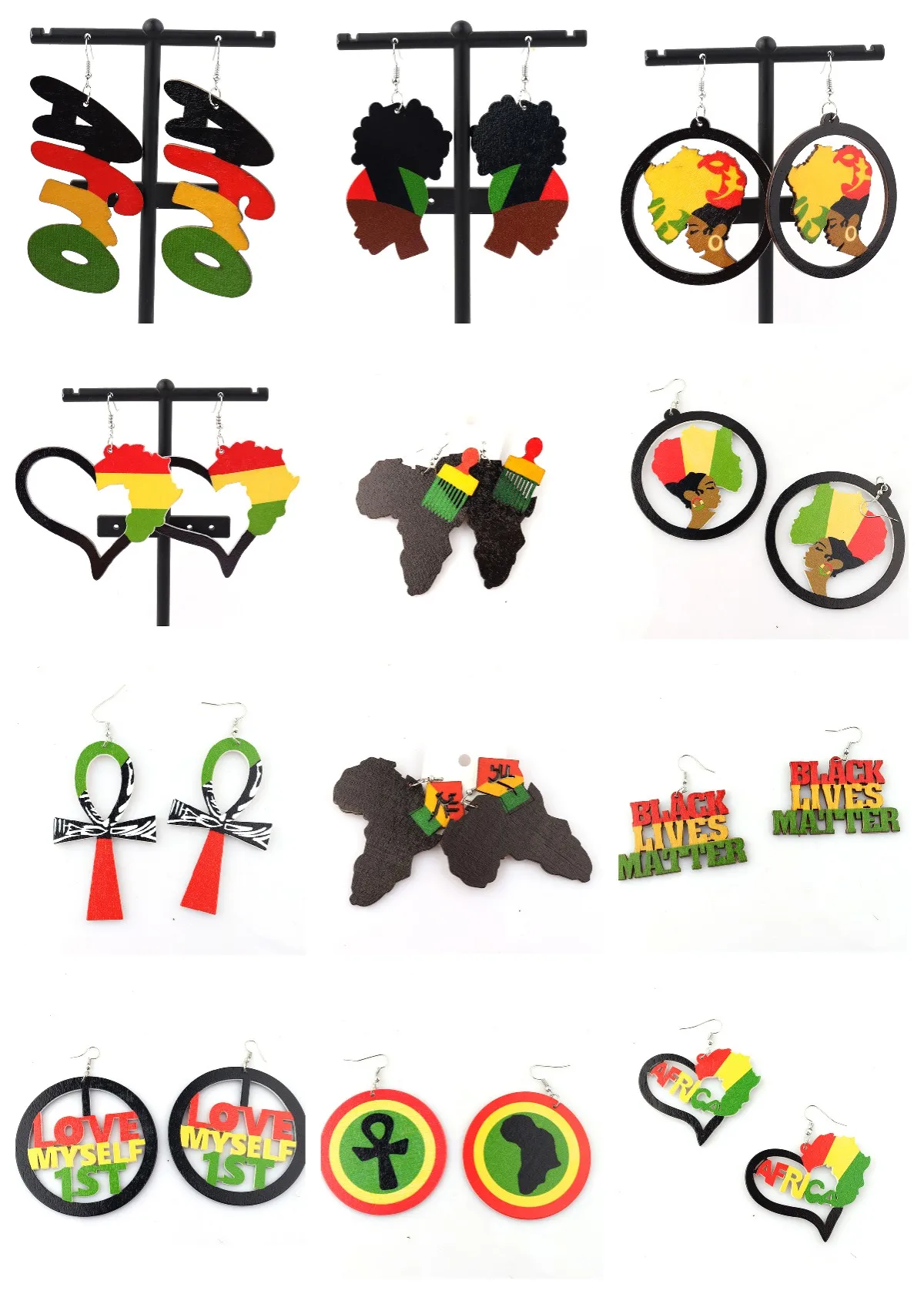 few stock! African rasta Wooden Earrings