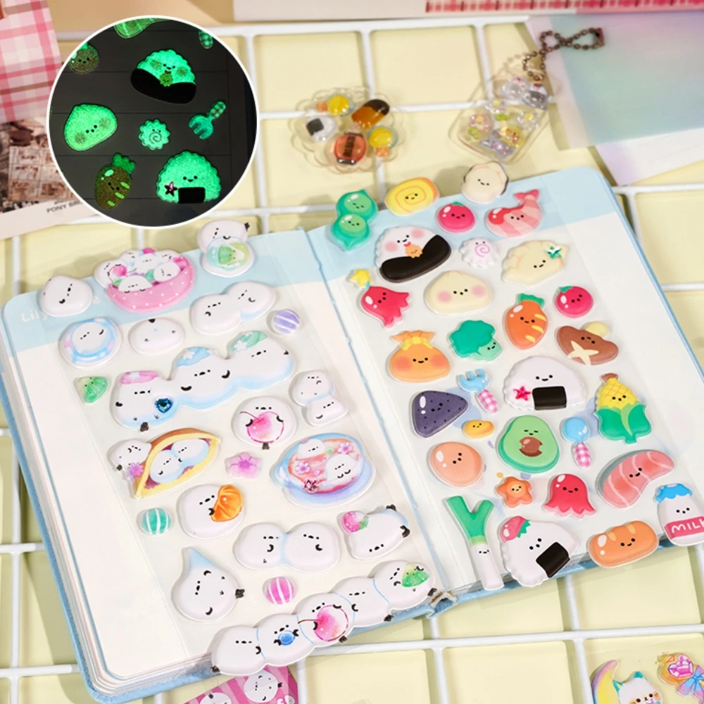 

Cartoon Cat 3D Stickers Night Party Noctiluce Puffy Stickers Scrapbooking Diy Stationery Sticker Deco School Office Supplies