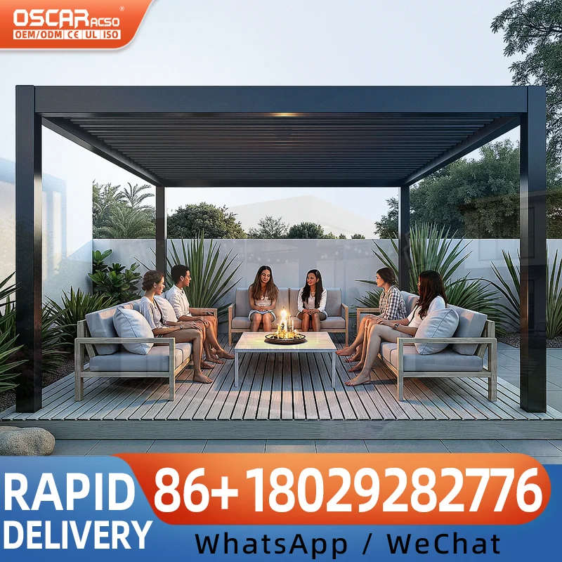 Weatherproof Electric Smart Eco Aluminum Pergola Outdoor Gazebo Louvered Patio Pavilion Kit Backyard Deck Garden EU USApergola