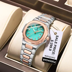 POEDAGAR-Montre de Luxe à Quartz pour Femme, Carrée, Étanche, avec Boîte