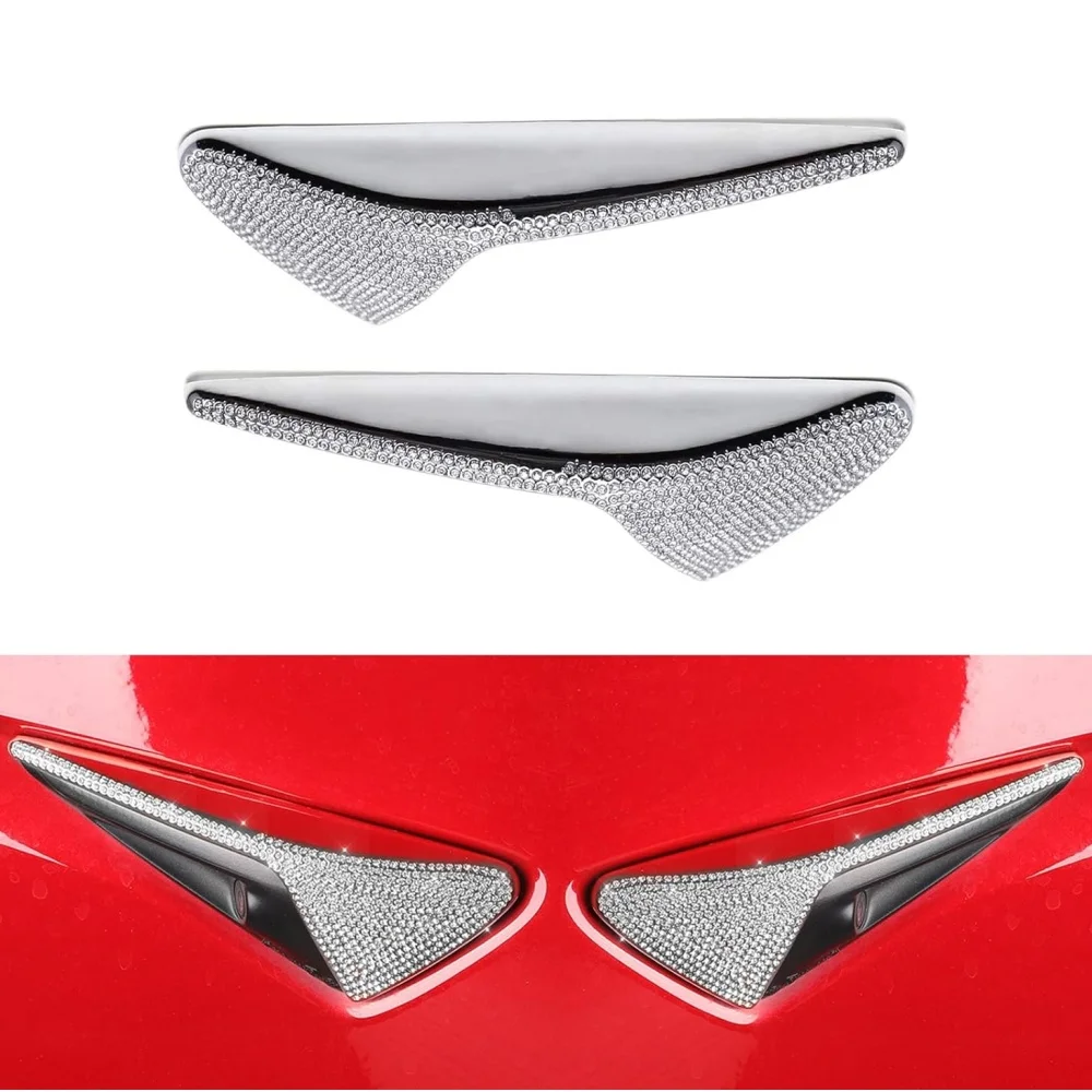For 2017-2023 Tesla Model 3/2020-2023.6 Tesla Model Y HW3.0 Side Camera Protection Cover Decoration Bling Bedazzled Crystal