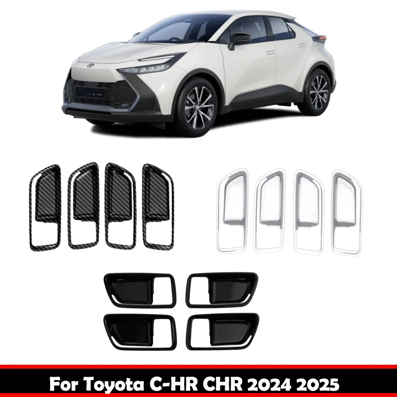 Dla Toyota CHR C-HR 2024 2025 ABS Włókno węglowe Wewnętrzny panel drzwi Wewnętrzna osłona klamki Akcesoria wewnętrzne